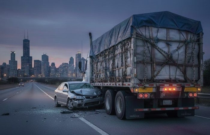 Truck accident caused by FMCSA regulation violationsSafety tips for traveling through the cold and snow in Illinois during winter driving conditions in Illinois involving a commercial semi-truck