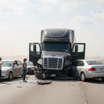 Truck accidents involving semi trucks during heavy summer highway traffic